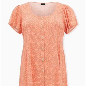 Torrid Fit And Flare Rayon Slub Button-Front Top